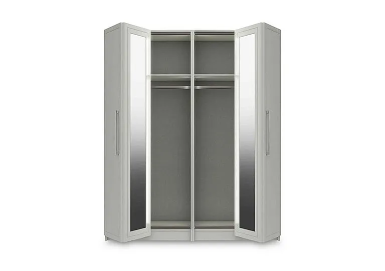 Bexley 4 Door Bifold Wardrobe with Mirror Door and Interior Lighting - White
