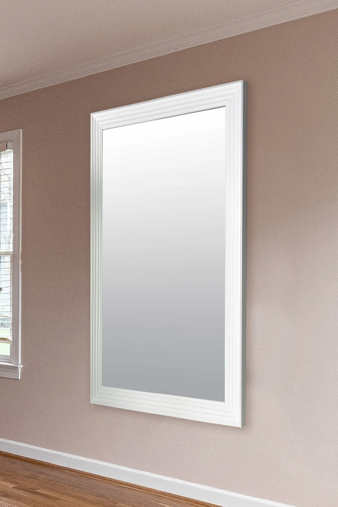 MirrorOutlet New Modern Bright White layered Wall Mirror 5ft6X3ft6 1672mmX1060mm