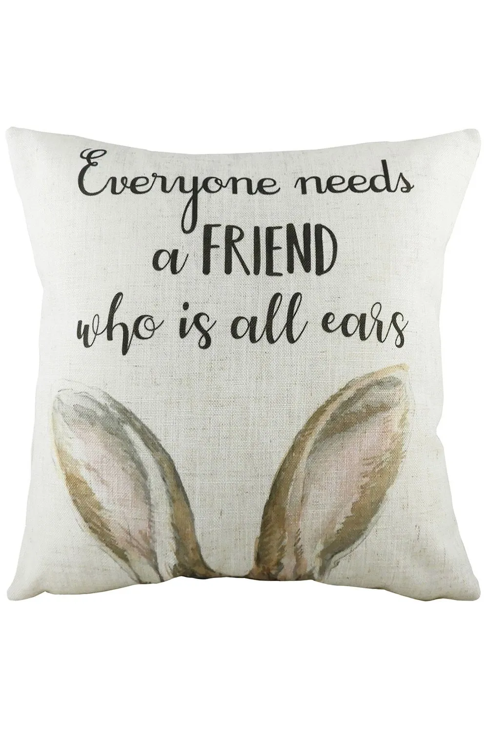 Evans Lichfield All Ears Slogan Hand-Painted Watercolour Printed Cushion