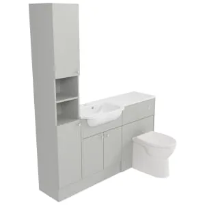 Deccado Benham Whisper Grey Left Hand 1500mm Fitted Tower, Vanity & Toilet Pan Unit Combination with Left Hand Basin 2