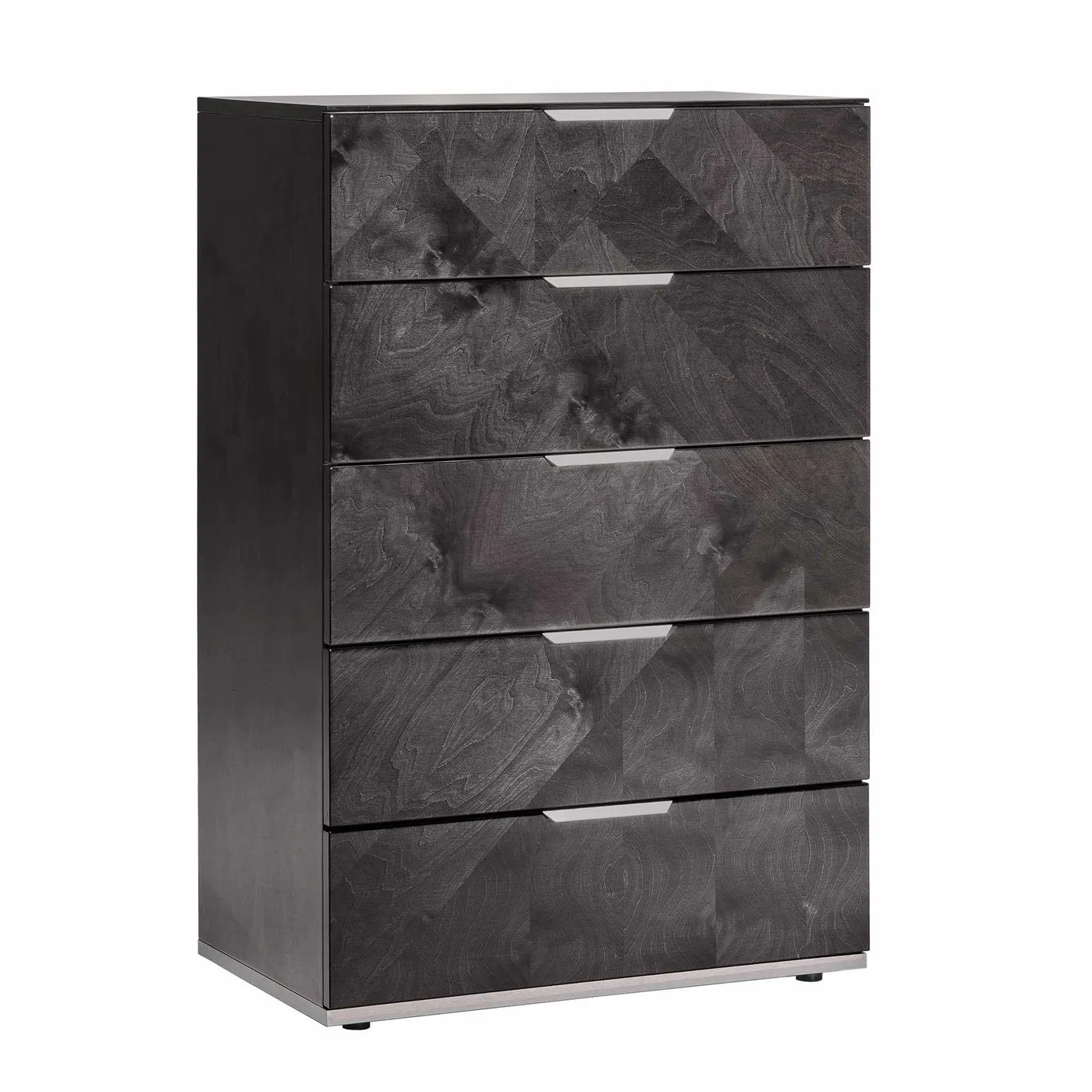 Silva 5 Drawer Chest, Dark Birch High Gloss