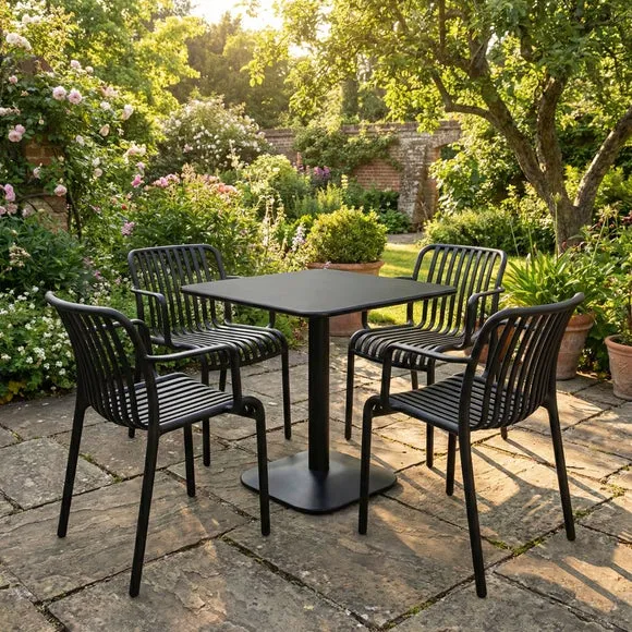 Modura Albin Square Table with 4 Alma Armchairs