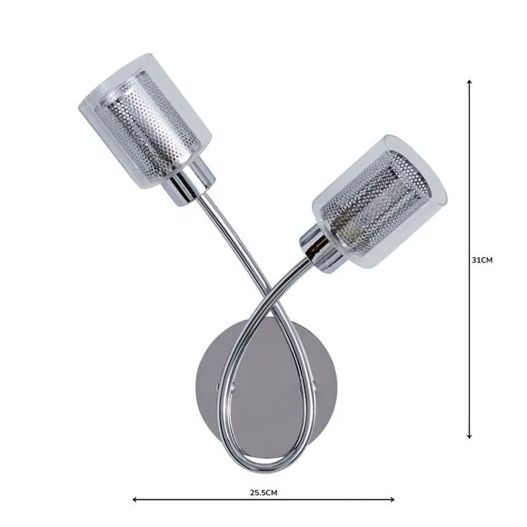 Grace 2 Light Chrome Wall Light 5