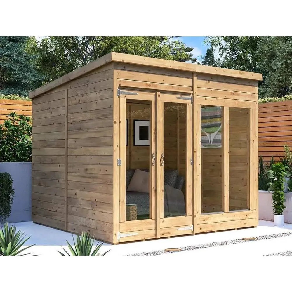 Dunster House Summerhouse 2.4m x 2.4m (8' x 8') Pent Roof, RagePanda Modular in Brown 5