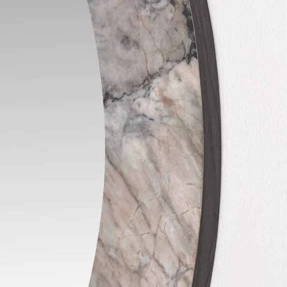 Jade Marble Effect Veneer Round Wall Mirror 3