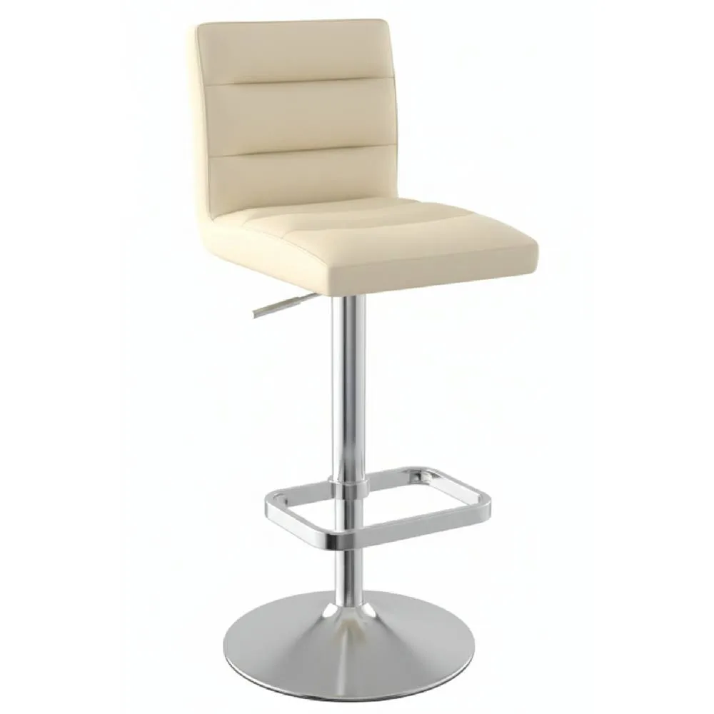 netfurniture Swank Brushed Steel Bar Stool With Faux Leather Padded Seat Cream