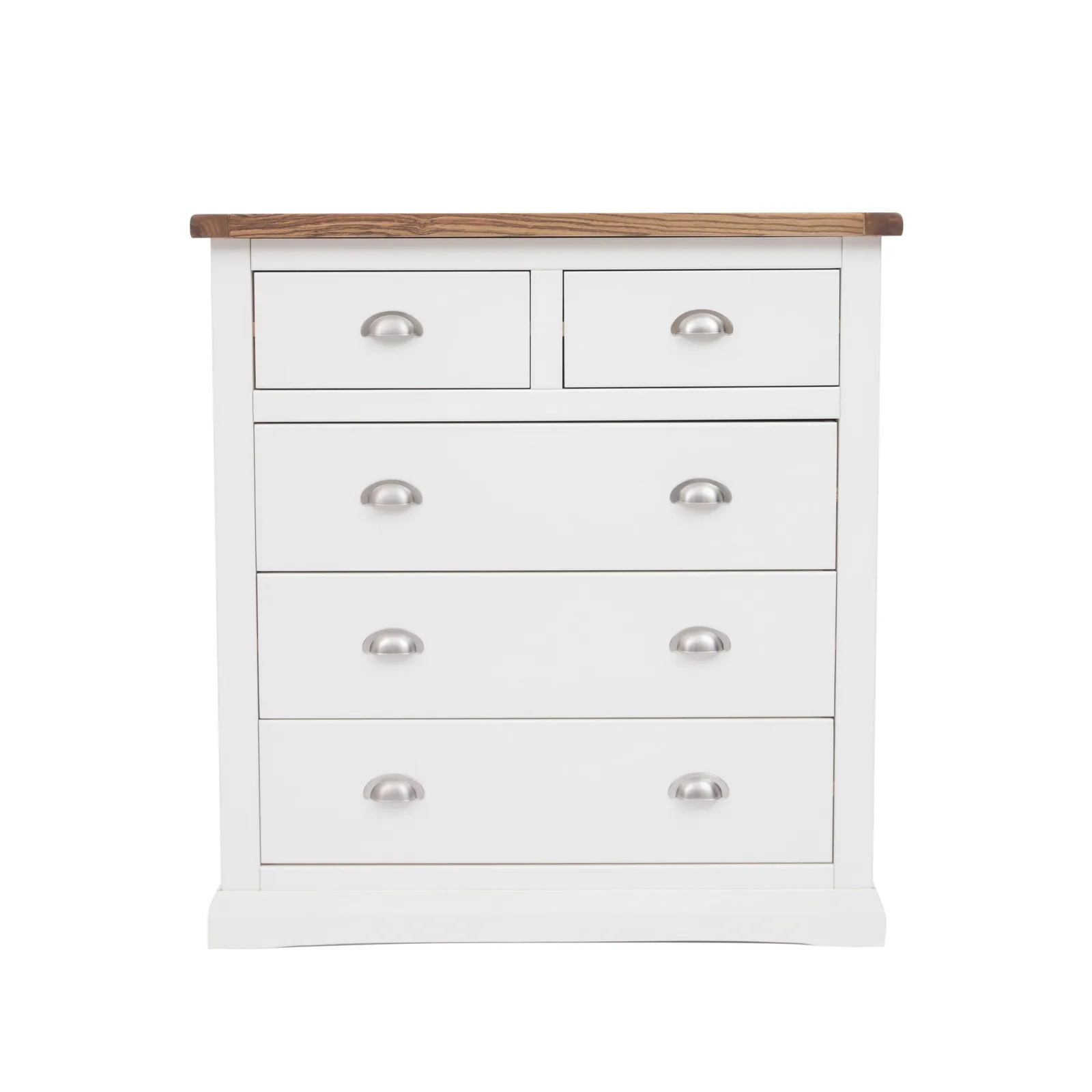Cabinet Bits Cosenza 5 Drawer Chest of Drawers Chrome Cup Handle in Off-White