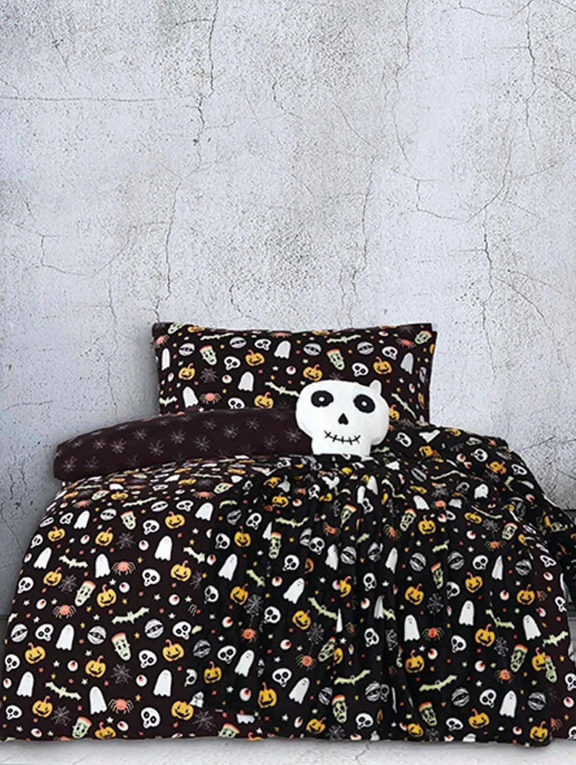 Smart Living Halloween Ghost & Magical Cat Fleece Cushions - Spooky Decor Pillows in White 3