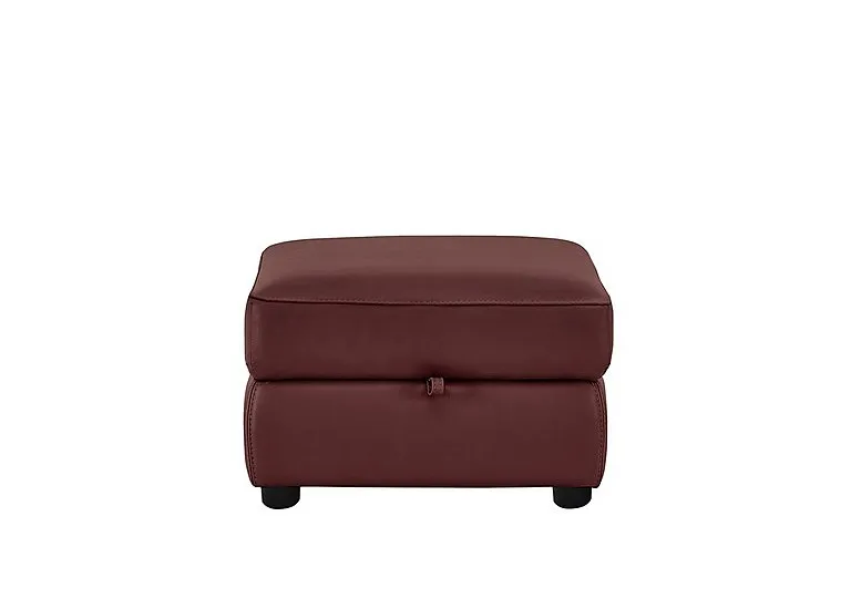 Echo Leather Storage Footstool - BV Deep Red