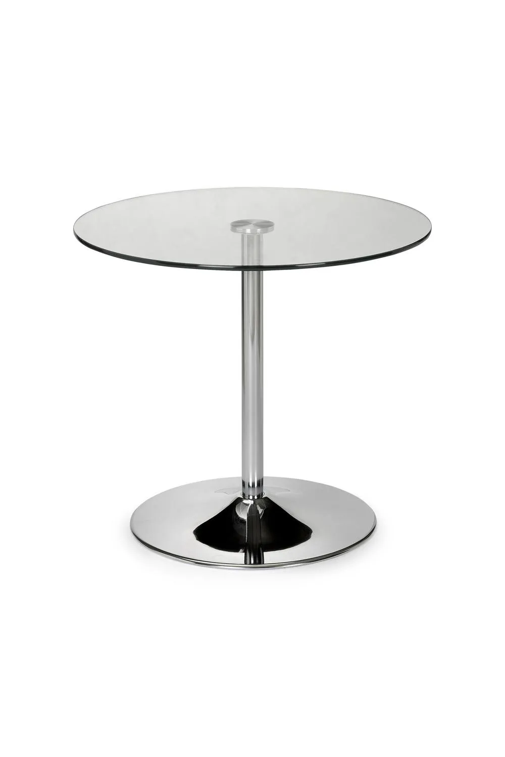 Julian Bowen Kudos Round Glass Top Pedestal 4 Seater Dining Table in Silver 3