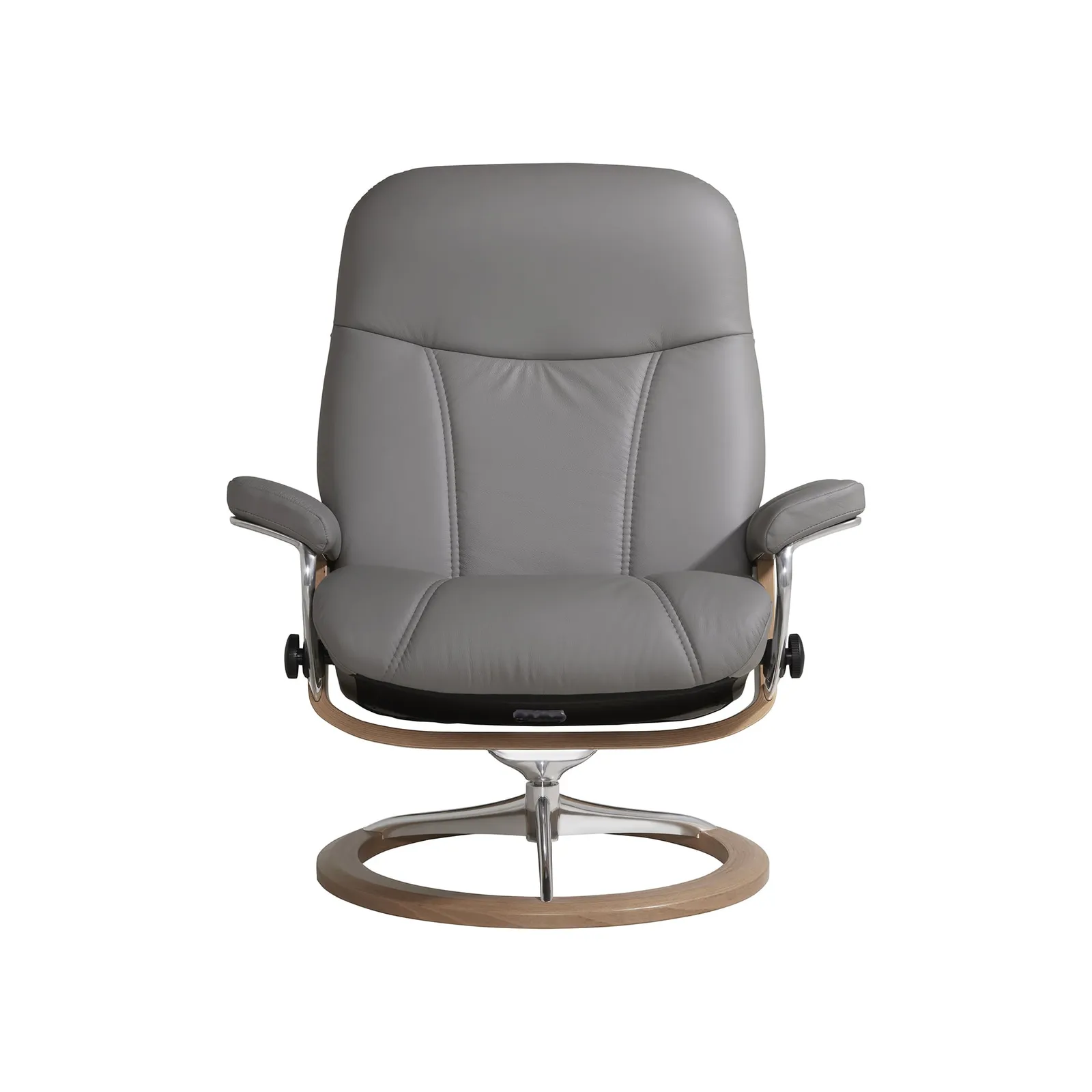 Stressless Consul Large Recliner Chair & Stool, Grey Leather | Barker & Stonehouse 3