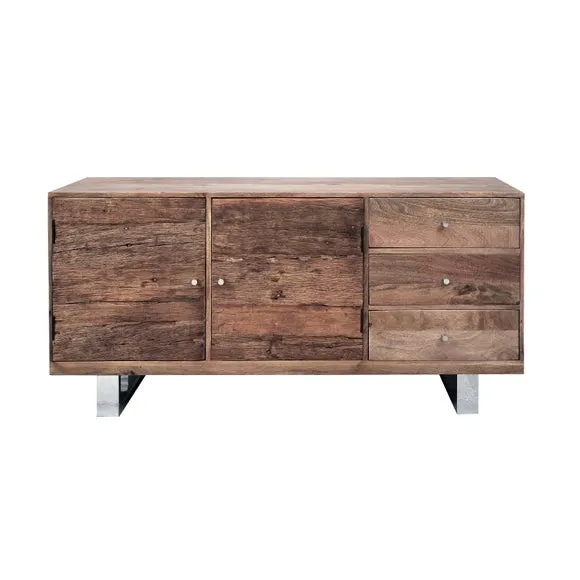 Indus Valley Railway Sleeper 2 Door 3 Drawer Sideboard 2
