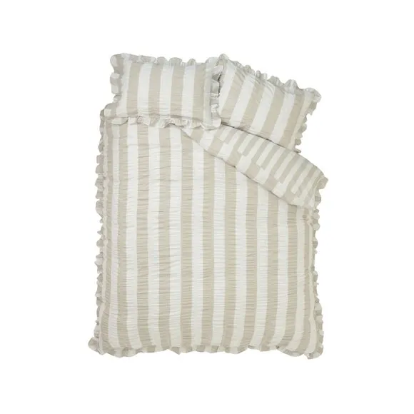 Catherine Lansfield Seersucker Frill Stripe Polycotton Duvet Cover & Pillowcase Set 5