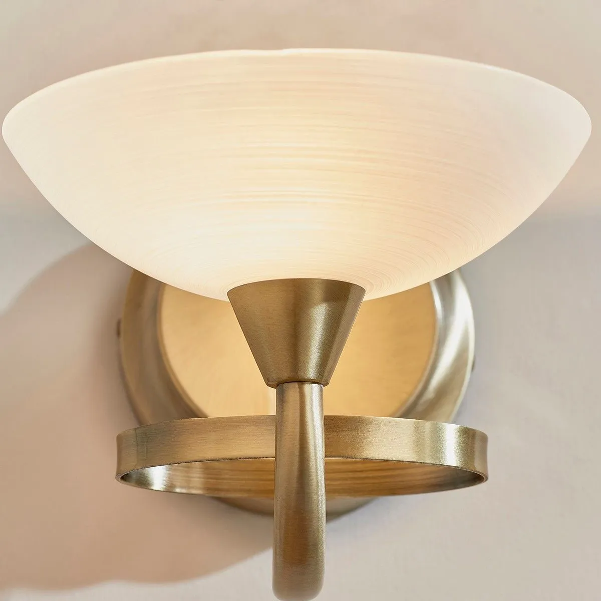 Netlighting Cagney 1 Light Wall Light Antique Brass with White Glass Shade G9 in Yellow 5