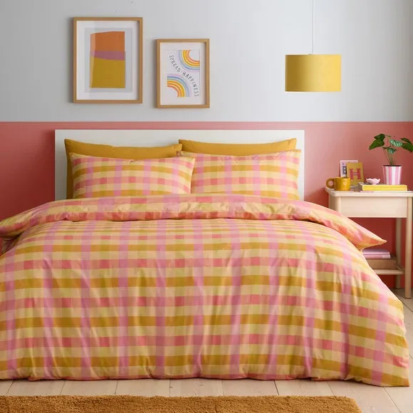 Fusion Block Check Polycotton Duvet Cover & Pillowcase Set 4