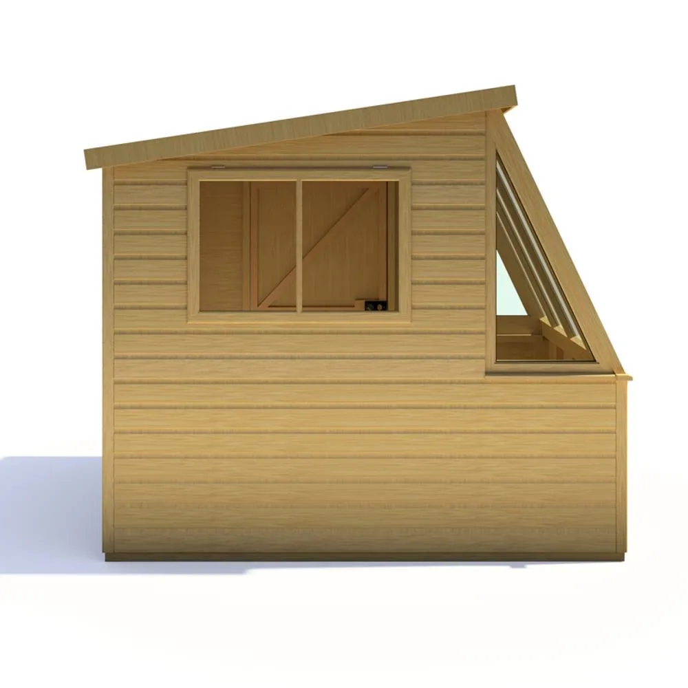 Shires Iceni 8x8' Potting Shed Pre Hung Doors with Opening Glass Side Window in Brown 3
