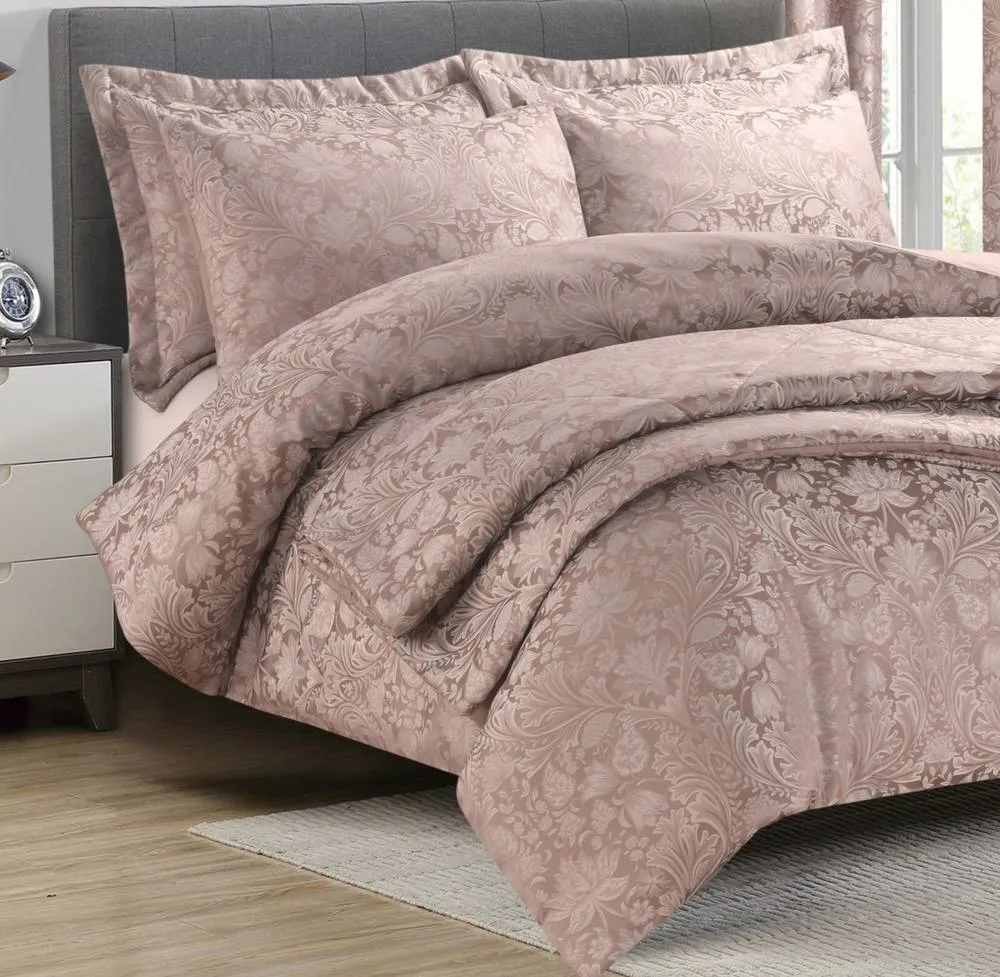 Rapport Home Rose Blush Damask Jacquard Bedspread 260 x 230cm in Rose Gold 2