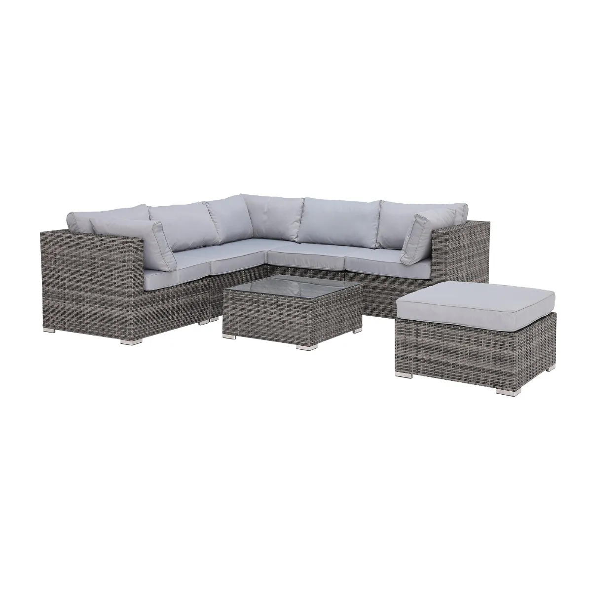 Salcombe Corner Garden Set in Grey weave with Grey Fabric