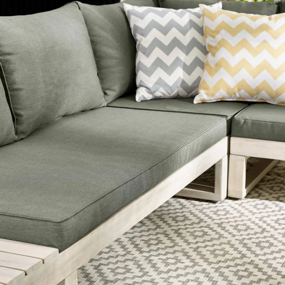 FurnitureboxUK Brisa Solid Wood 5 Seat Outdoor Sofa Set in Off-White 4