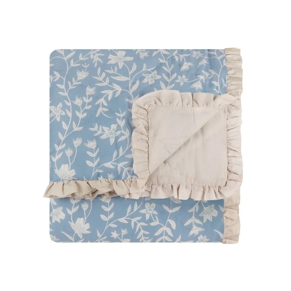 Wylder Amelia 100% Cotton Floral Quilted Bedspread in Blue 3