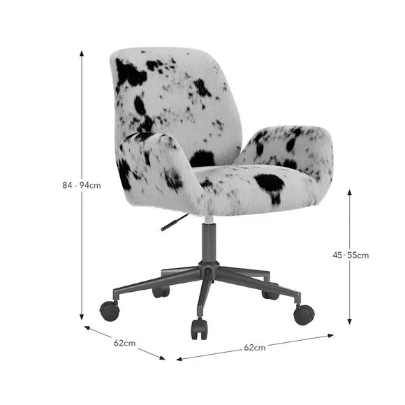 Ginny Cow Print Faux Fur Swivel Office Chair 6