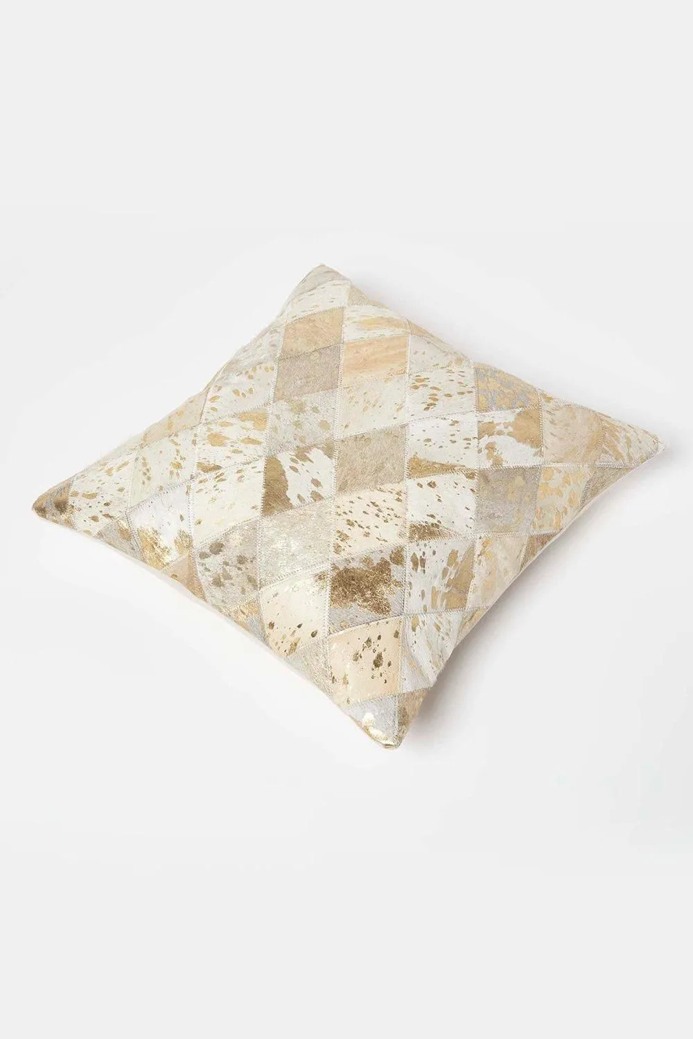Homescapes Geometric Diamond Leather Cushion 45 x 45 cm in Grey 5