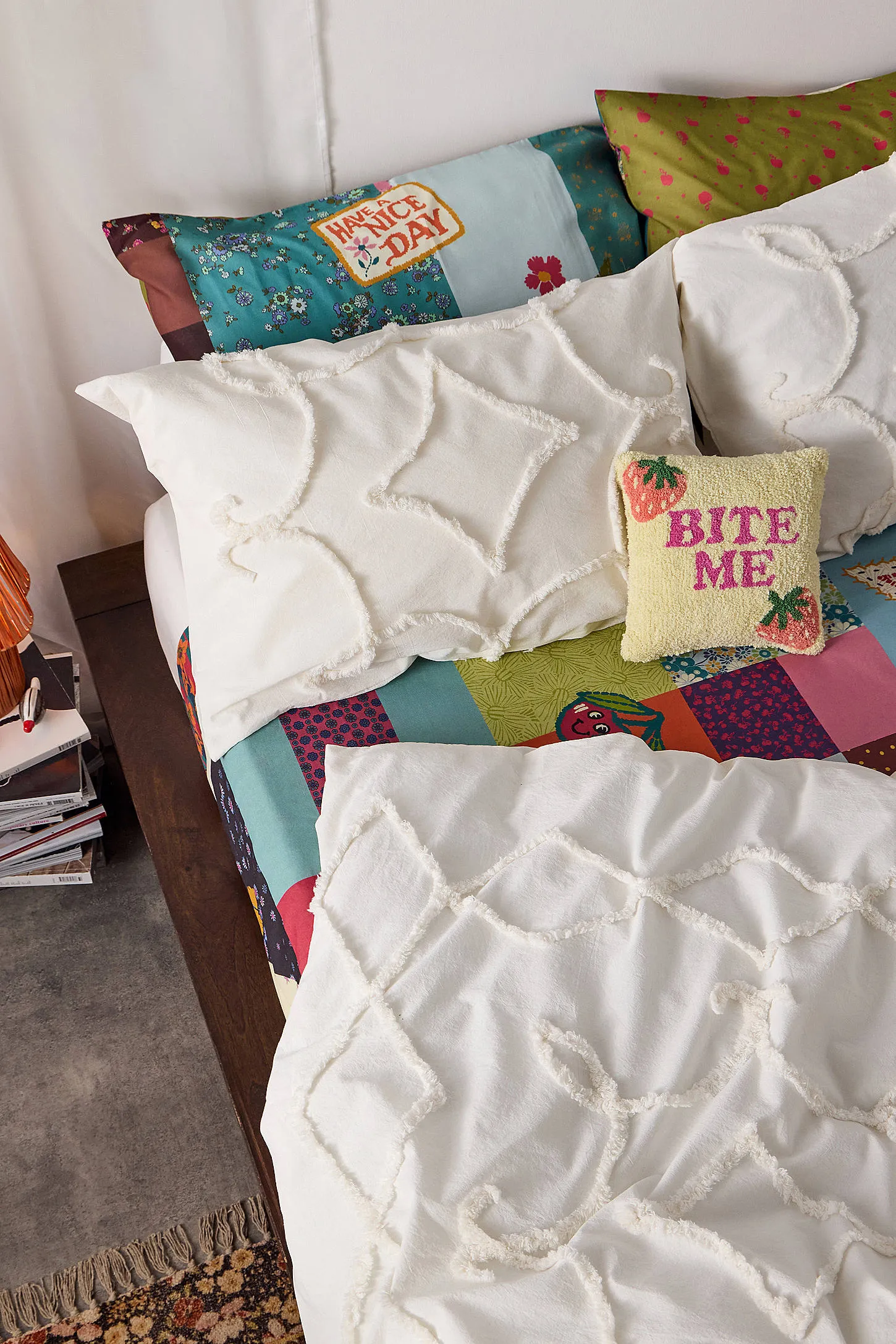 Ecru Acacia Tufted Duvet Set - Cream 2