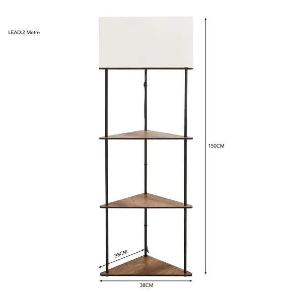 Fulton Corner Shelved Floor Lamp Rustic Pine 6