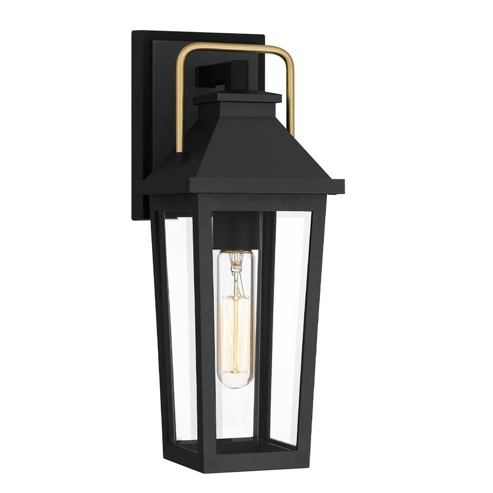 Netlighting Quoizel Outdoor Wall Lantern Small Black Brass IP44 1x E27