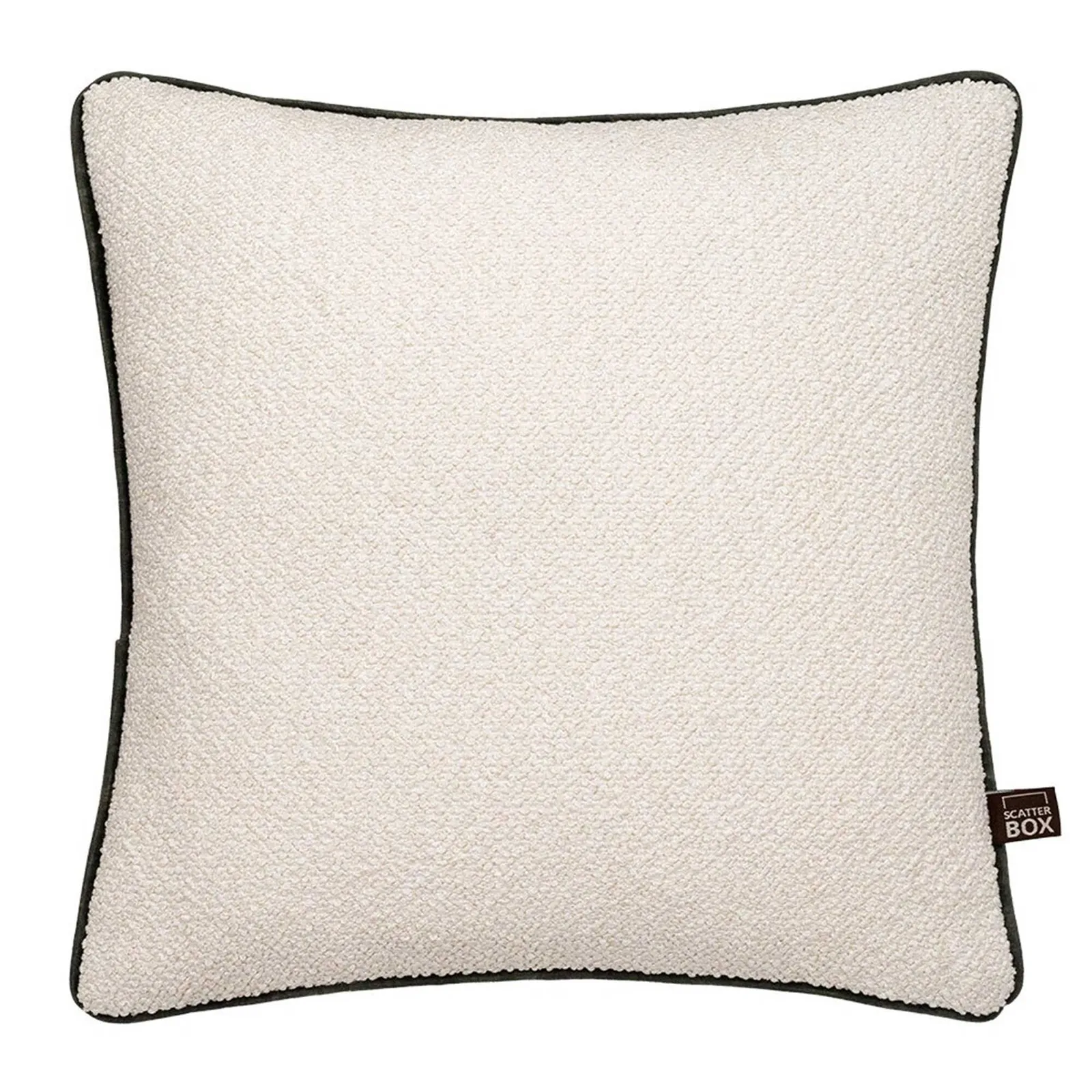 Black Edge Boucle Cushion, Square, Neutral Polyester | Barker & Stonehouse
