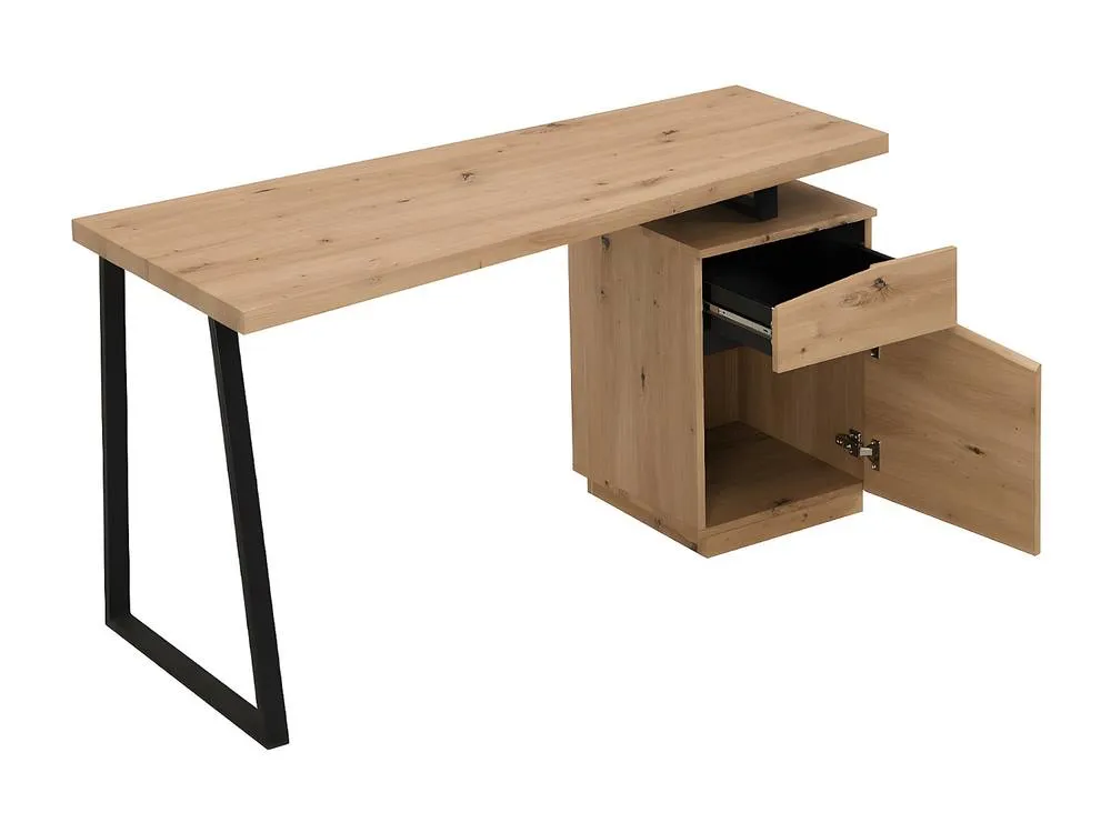 Vente-unique Desk With 1 Drawer & 1 Door - MDF & Steel - Oak & Black - GOTAMA 6