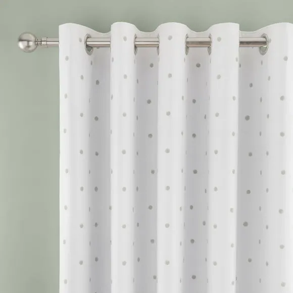 Polka Dot Polycotton Blackout Eyelet Curtains