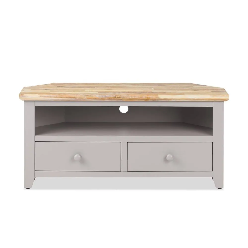 Statement Furniture Florence Corner TV Unit With 2 Drawers & Shelf in Taupe