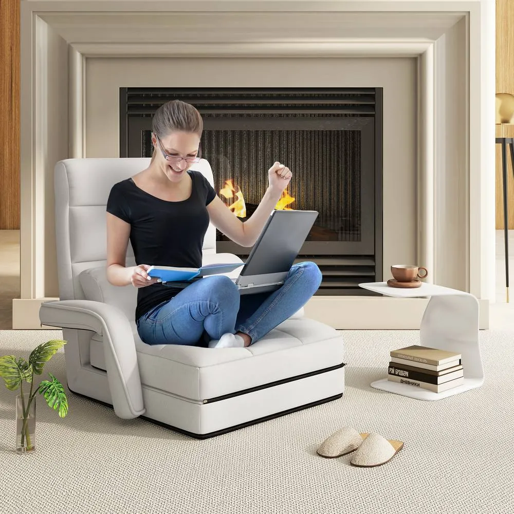 Costway 6-Position Floor Chair Comfy Padded Chaise Lounge Chair Lazy Chair in White 4