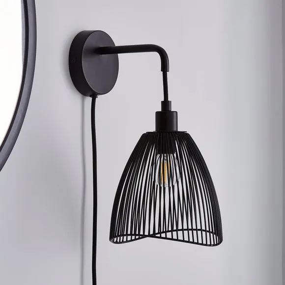 Elements Jaula Rattan Plug In Wall Light 2
