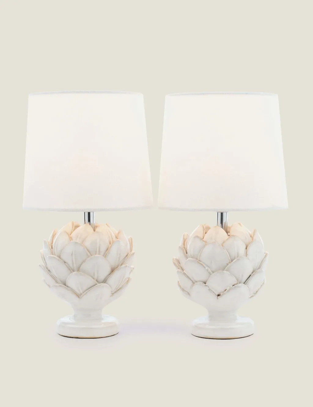 Laura Ashley Set of 2 Artichoke Table Lamps Champagne