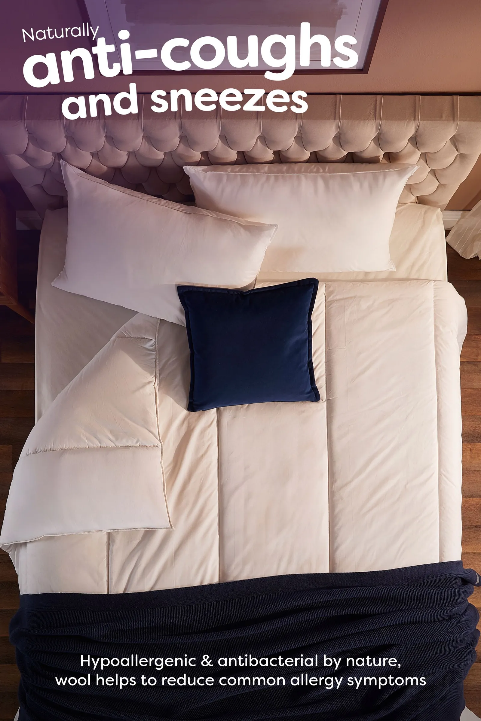 Slumberdown 2 Pack Wonderful Wool Medium Support Back Side Sleeper Pillows in White 6