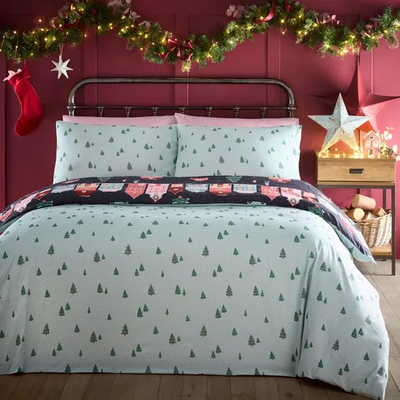 Fusion Christmas Houses Polycotton Duvet Cover & Pillowcase Set 2