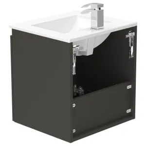 Newland Midnight Mist Basin Suspended Double Door Unit - 500mm 2