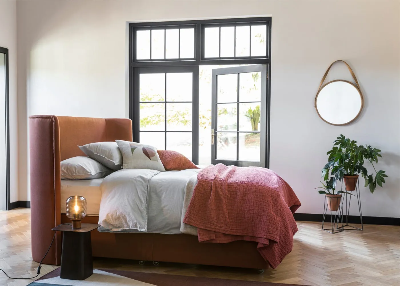 Heal's Monroe Headboard Lift Storage King Smart Cotton Linen Sahara 3