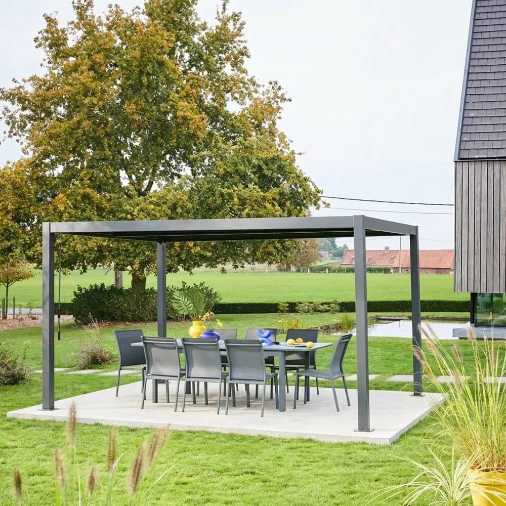 sweeek Louvered Pergola Aluminium & Steel 4 X 3m in Dark Grey