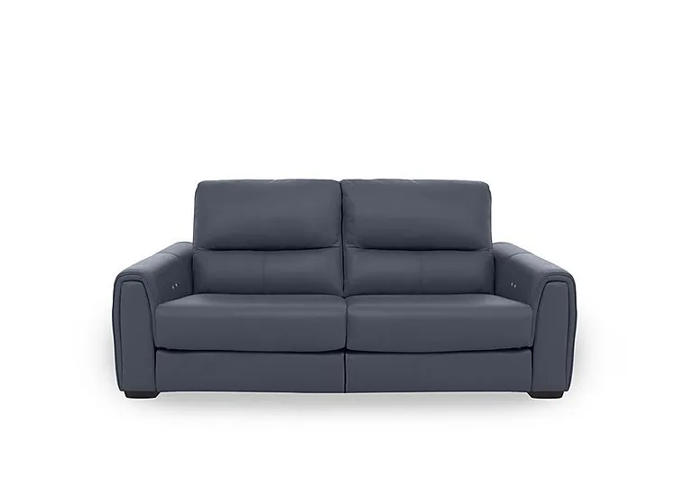 Flex Leather 2 Seater Power Recliner Sofa with Storage Arms - BV Ocean Blue