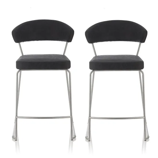 Adelina Retro Bar Stool In Black Faux Leather In A Pair
