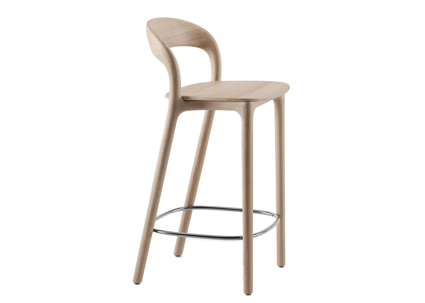 Artisan Neva Light Barstool in Oak White Oil with Inox Footrest 65cm