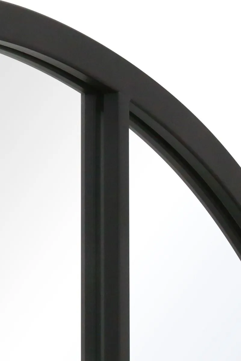 MirrorOutlet Black Metal Framed Arched Window Wall Mirror 71" X 35" (180 X 90CM) 4