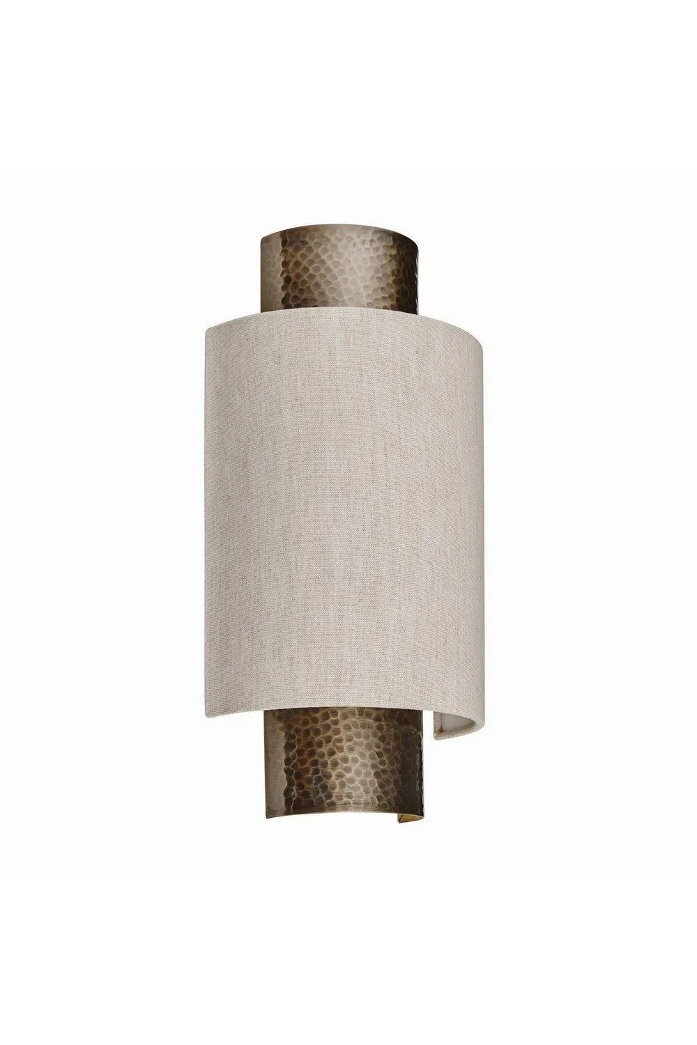 Netlighting Indara 1 Light Wall Aged Hammered Bronze Natural Linen Fabric E14 in Beige 5