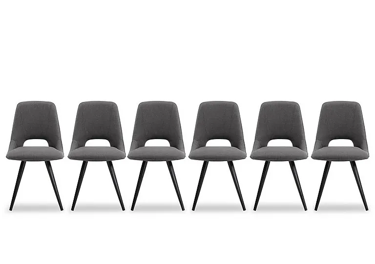 Matera Set of 6 Fabric Dining Chairs with Black Legs