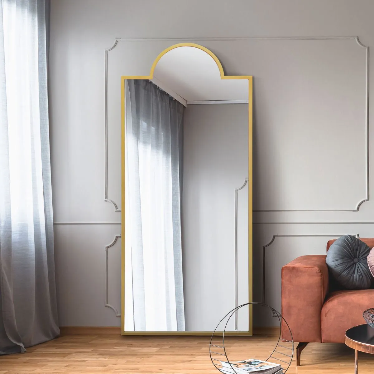 MirrorOutlet Gold Contemporary Wall & Leaner Mirror 67" X 29" (170 x 75CM) 6