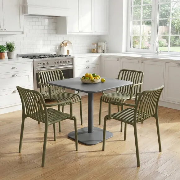 Modura Albin Square Table with 4 Alma Armchairs 3