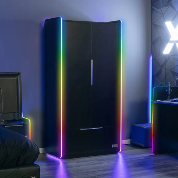 X Rocker Electra 2 Door Wardrobe with LED Lights 1
